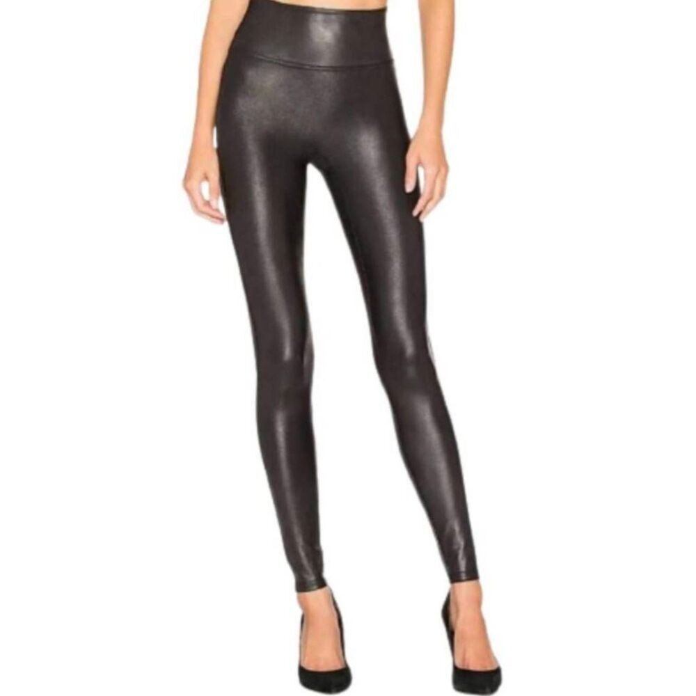 SPANX Ready To Wow High-Waisted Back Faux Leather Leggings Size S/P
